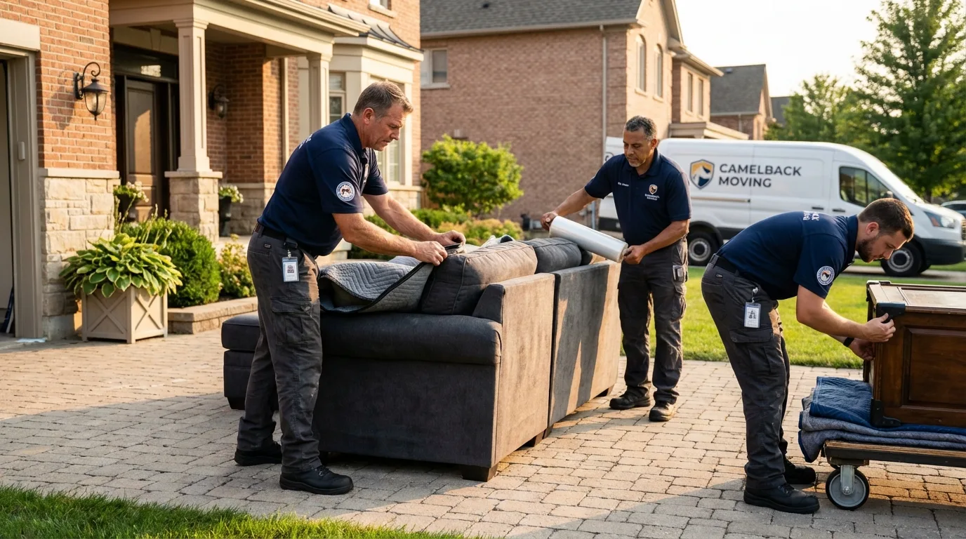 Large estate moving crew wrapping furniture in Coleman, TX